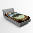 thumbnail image 1 of Ambesonne Tropic Fitted Sheet, View of Deserted Island, Twin XL Size, Brown Yellow Green, 1 of 3