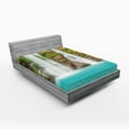 thumbnail image 1 of Ambesonne Tropic Fitted Sheet, Waterfall in Rainforest, Full Size, Turquoise Green Brown, 1 of 3