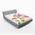 thumbnail image 1 of Ambesonne Tropic Fitted Sheet, Wild Exotic Branches, Full Size, Pink Green White, 1 of 3