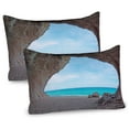 thumbnail image 1 of Ambesonne Tropic Pillow Sham 2 Pack, Mediterranean Beach, 26"x20", Cream Blue, 1 of 3