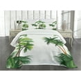thumbnail image 1 of Ambesonne Tropic Quilted Bedspread Set 3 Pcs, Coconut Palm Tree Plants, Queen Size, Hunter Green, 1 of 3
