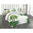 thumbnail image 1 of Ambesonne Tropic Quilted Coverlet 3 Pcs, Coconut Palm Tree Plants, King Size, Hunter Green, 1 of 4