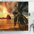 thumbnail image 1 of Ambesonne Tropic Shower Curtain, Coconut Palm Tree Beach, 69"Wx75"L, Orange and Olive Green, 1 of 5