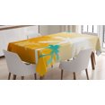 thumbnail image 1 of Ambesonne Tropic Tablecloth Rectangular Table Cover, Funky Retro Vivid Palms, 60"x90", Marigold Teal White, 1 of 4