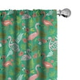 thumbnail image 1 of Ambesonne Tropical 4-Panel Curtains, Caribbean Botany Flamingos, 56"x84", Sea Green Salmon, 1 of 4