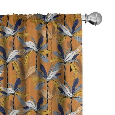 Ambesonne Tropical 4-Panel Curtains, Colorful Trees, 56"x95", Amber Multicolor