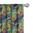 thumbnail image 1 of Ambesonne Tropical Window Curtains, Exotic Aloha Palm Leaves, Each 28" W x 95" L, Indigo and Multicolor, 1 of 4