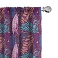thumbnail image 1 of Ambesonne Tropical 4-Panel Curtains, Exotic Leaves Hearts Art, 56"x63", Sand Brown and Dark Purple, 1 of 4