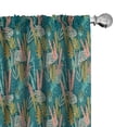 thumbnail image 1 of Ambesonne Tropical Window Curtains, Exotic Leaves Pattern Rave, Each 28" W x 95" L, Dark Teal Peach Salmon, 1 of 4