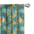 thumbnail image 1 of Ambesonne Tropical Window Curtains, Exotic Palm Trees Leaves, Each 28" W x 84" L, Dark Turquoise and Marigold, 1 of 3