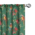 thumbnail image 1 of Ambesonne Tropical Window Curtains, Exotic Parrot Pomegranate, Each 28" W x 63" L, Jade Green and Multicolor, 1 of 4