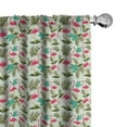 thumbnail image 1 of Ambesonne Tropical Window Curtains, Flamingo Birds Palm Leaf, Each 28" W x 95" L, Dark Pink Emerald, 1 of 4