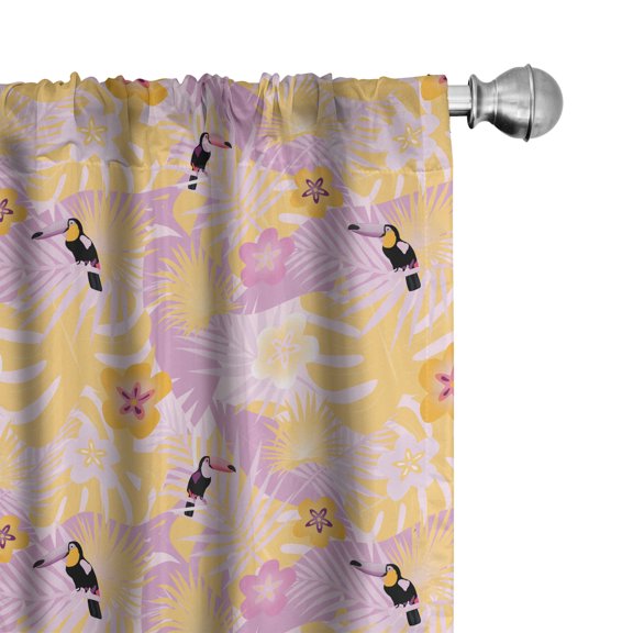 Ambesonne Tropical Window Curtains, Dreamy Pattern Jungle Art, Each 28" W x 84" L, Marigold Pale Pink