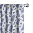 thumbnail image 1 of Ambesonne Tropical Window Curtains, Hibiscus and Pineapple, Each 28" W x 63" L, Lavender and Purple, 1 of 5