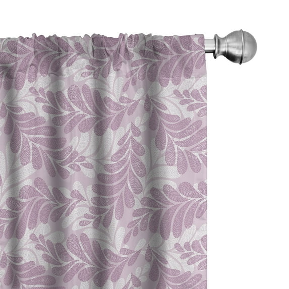 Ambesonne Tropical Window Curtains, Leaves Branches Vintage, Each 28" W x 95" L, Soft Pink Rose and Lilac