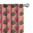 thumbnail image 1 of Ambesonne Tropical Window Curtains, Monsteras Hibiscuses Art, Each 28" W x 95" L, Apple Green Dark Coral, 1 of 4