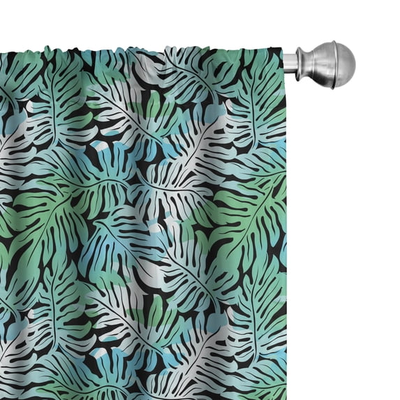 Ambesonne Tropical 4-Panel Curtains, Nature Monstera Jungle, 56"x95", Shamrock Green Black