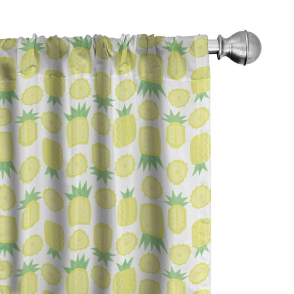 Ambesonne Tropical Window Curtains, Pineapples Abstract Art, Each 28" W x 84" L, Pastel Yellow Pale Green