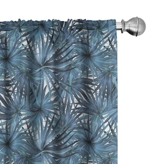 Ambesonne Tropical Window Curtains, Realistic Monsteras Art, Each 28" W x 95" L, Dark Slate Blue and White
