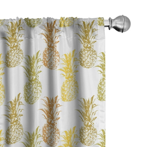 Ambesonne Tropical Window Curtains, Sketched Stamp Minimal, Each 28" W x 63" L, Olive Green Cinnamon