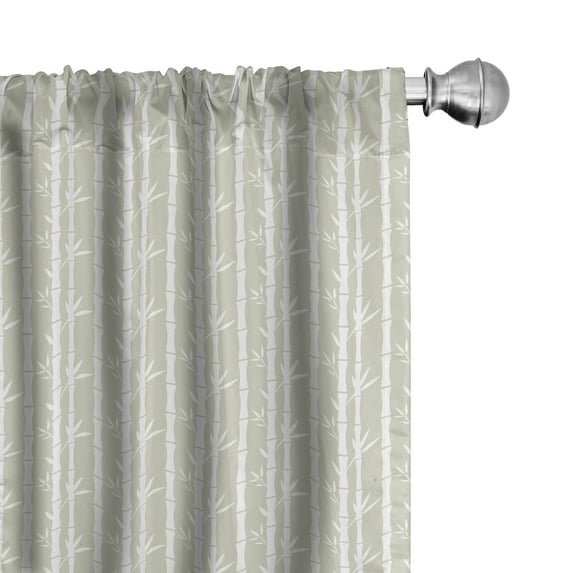 Ambesonne Tropical Window Curtains, Tree Branches Silhouettes, Each 28" W x 95" L, Eggshell White