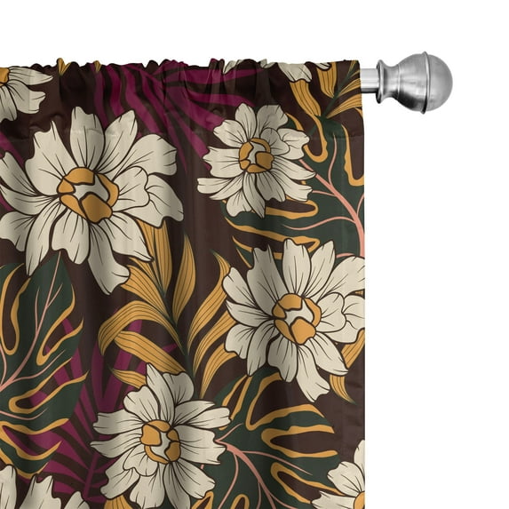 Ambesonne Tropical Abstract Curtains, Family Memories, Pair of 28"x84", Apricot Beige and Maroon