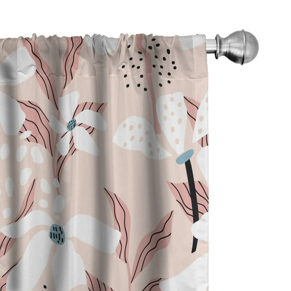 Ambesonne Tropical Abstract Curtains, Fresh Sensation, Pair of 28"x84", Pale Salmon Pale Eggshell