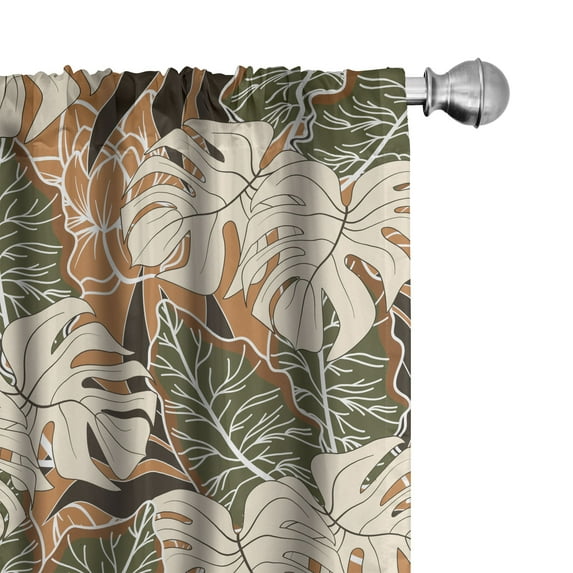 Ambesonne Tropical Abstract Curtains, Vintage Garden, Pair of 28"x63", Persian Orange and Beige
