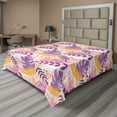 thumbnail image 1 of Ambesonne Tropical Abstract Flat Bedding Sheet Soft Top Sheet, Retro Floral Vibe, King, Mauve Pale Rose and Mustard, 1 of 1