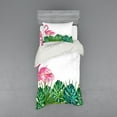thumbnail image 1 of Ambesonne Tropical Bedding Set 3 Pcs, Exotic Nature Flamingo, Twin, Green Pink Blue, 1 of 2