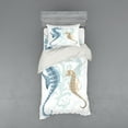 thumbnail image 1 of Ambesonne Tropical Bedding Set 3 Pcs, Fishes in Soft Tones, Twin XL, Blue Cream, 1 of 2