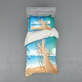 thumbnail image 1 of Ambesonne Tropical Bedding Set 3 Pcs, Hawaiian Ocean Hammock, Twin XL, Cream and Blue, 1 of 2
