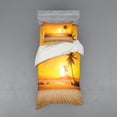 thumbnail image 1 of Ambesonne Tropical Bedding Set 3 Pcs, Wooden Deck Sunset, Twin, Orange Brown, 1 of 2
