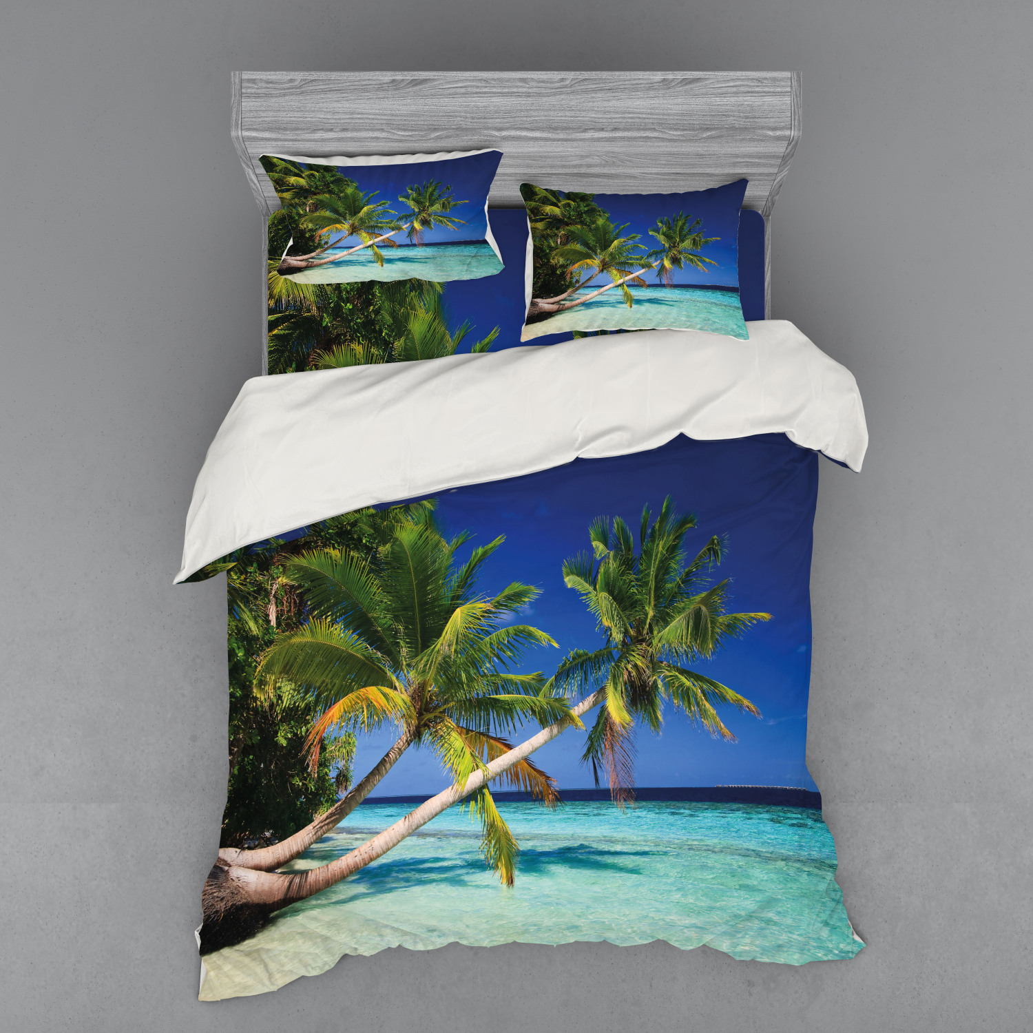 Ambesonne Tropical Bedding Set 4 Pcs, Exotic Maldives Beach, Queen ...