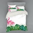 thumbnail image 1 of Ambesonne Tropical Bedding Set 4 Pcs, Exotic Nature Flamingo, Queen, Green Pink Blue, 1 of 2