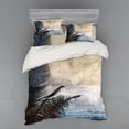 thumbnail image 1 of Ambesonne Tropical Bedding Set 4 Pcs, Grunge Palm Trees Art, Queen, Beige Navy, 1 of 2
