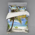 thumbnail image 1 of Ambesonne Tropical Bedding Set 4 Pcs, Palm Trees Coastline, Queen, Coconut and Blue, 1 of 3