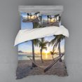 thumbnail image 1 of Ambesonne Tropical Bedding Set 4 Pcs, Paradise Beach Palms, Queen, Multicolor, 1 of 2