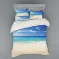 thumbnail image 1 of Ambesonne Tropical Bedding Set 4 Pcs, Shore Sea with Waves, Queen, Cream Turquoise White, 1 of 2