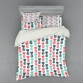 thumbnail image 1 of Ambesonne Tropical Bedding Set 4 Pcs, Stamped Minimal Backdrop, Queen, Turquoise White Coral, 1 of 3