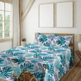 thumbnail image 1 of Ambesonne Tropical Boho Fitted & Flat Sheet with Sham 3 Pcs Set, Soft Palm Tree Leaves, Twin, Seafoam Lilac Sea Blue, 1 of 1