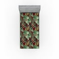 thumbnail image 1 of Ambesonne Tropical Boho Fitted Sheet, Nature Themed Palms, Twin XL Size, Maroon Fern Green, 1 of 5