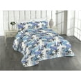 thumbnail image 1 of Ambesonne Tropical Boho Quilted Bedspread Set 3 Pcs, Abstract Brush Palm, Queen, Deep Sky Blue Ceil Blue, 1 of 4