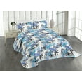thumbnail image 1 of Ambesonne Tropical Boho Quilted Coverlet 3 Pcs, Abstract Brush Palm, King Size, Deep Sky Blue Ceil Blue, 1 of 4