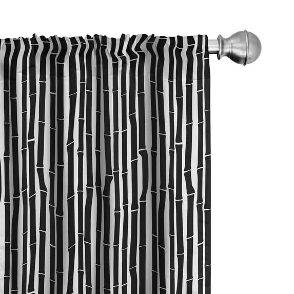 Ambesonne Tropical Curtains, Black White Tree Minimal, Pair of 28"x95", White and Black