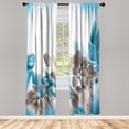thumbnail image 1 of Ambesonne Tropical Curtains, Blooming Orchids Leaves, Pair of 28"x95", Sky Blue, 1 of 2