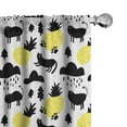 thumbnail image 1 of Ambesonne Tropical Curtains, Cats Pineapples Trees Art, Pair of 28"x84", Charcoal Grey Yellow, 1 of 5