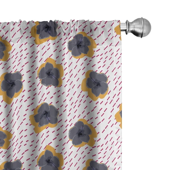 Ambesonne Tropical Curtains, Digital Flower With Shade, Pair of 28"x84", Marigold Magenta White