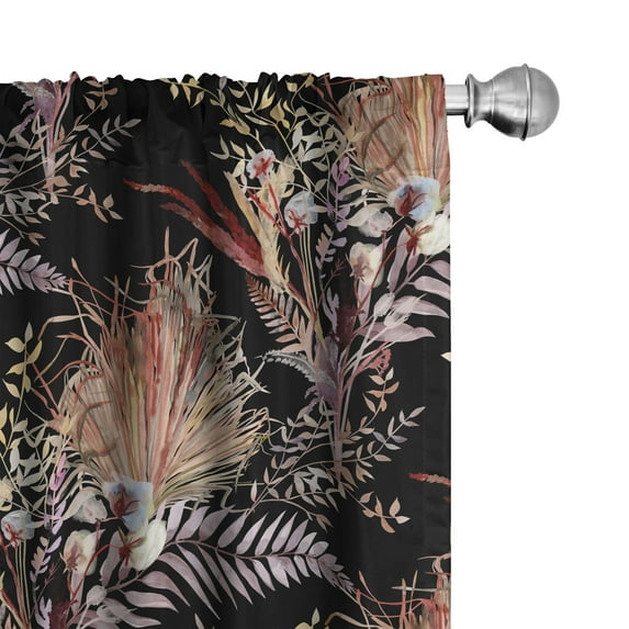 Ambesonne Tropical Curtains, Exotic Fall Palm Branches, Pair of 28"x95", Pale Taupe and Dried Rose