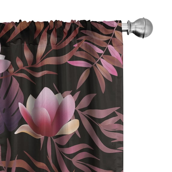 Ambesonne Tropical Curtains, Exotic Fashion Art Dream, Pair of 28"x95", Dried Rose Pale Ruby